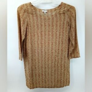 Joie 100% Silk Brown Cream Graphic Animal Print Shift Mini Dress XS